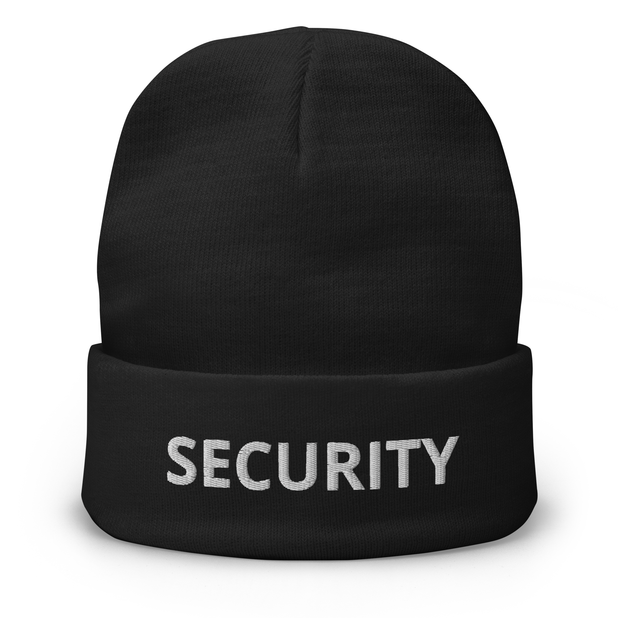 SECURITY hat, beanie, knit, WHITE Embroidered Print