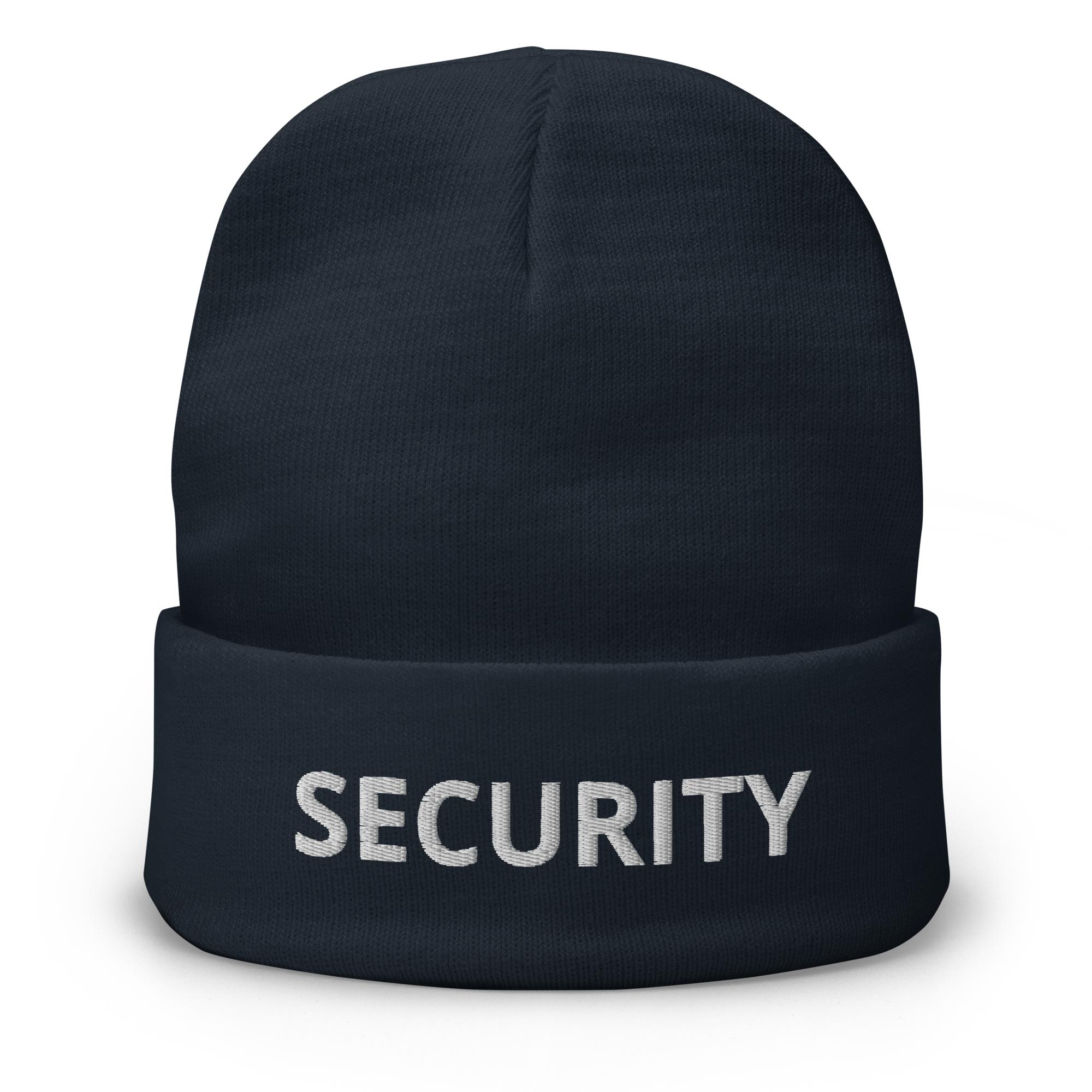 SECURITY hat, beanie, knit, WHITE Embroidered Print