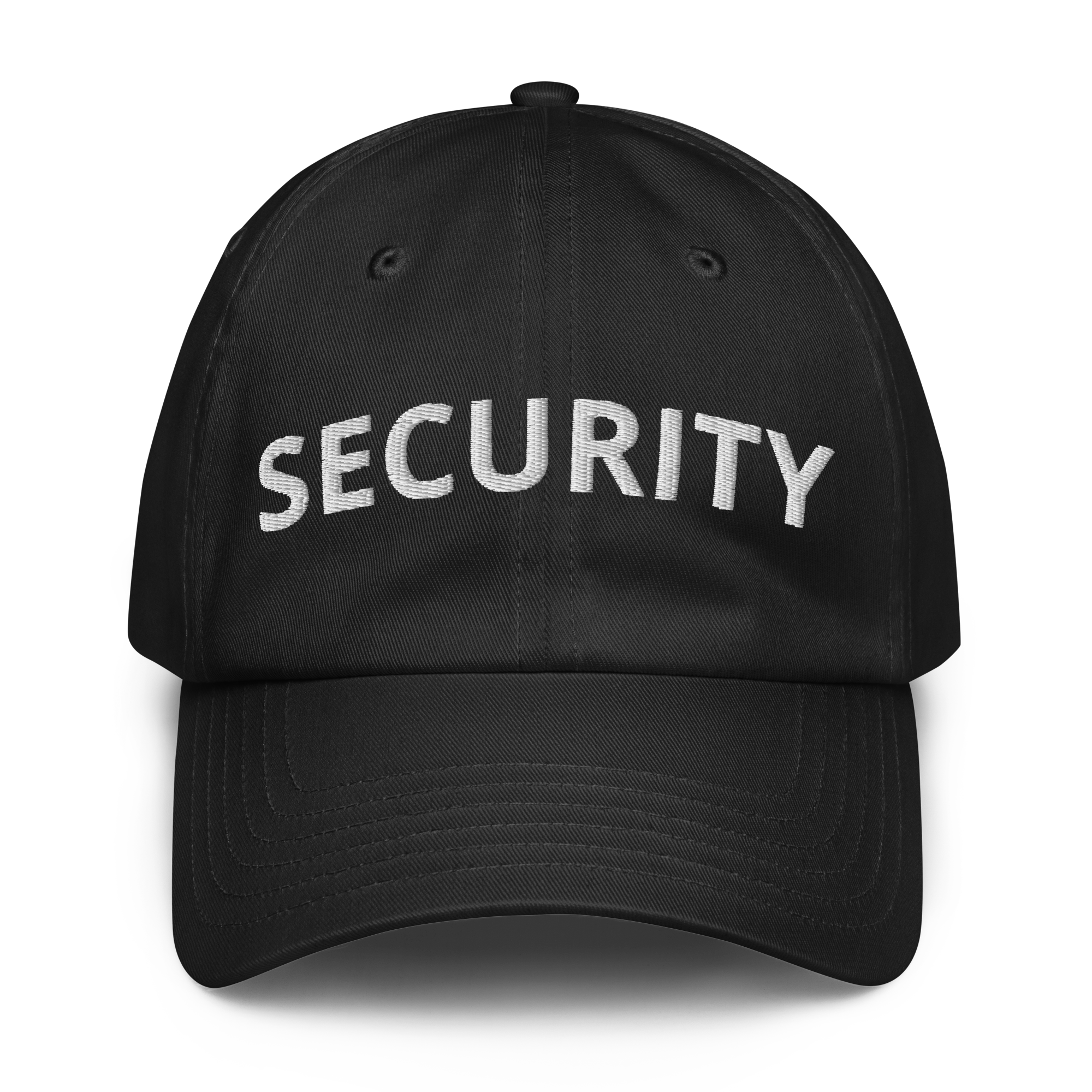 SECURITY hat, Under Armour® dad hat, WHITE Embroidered Lettering