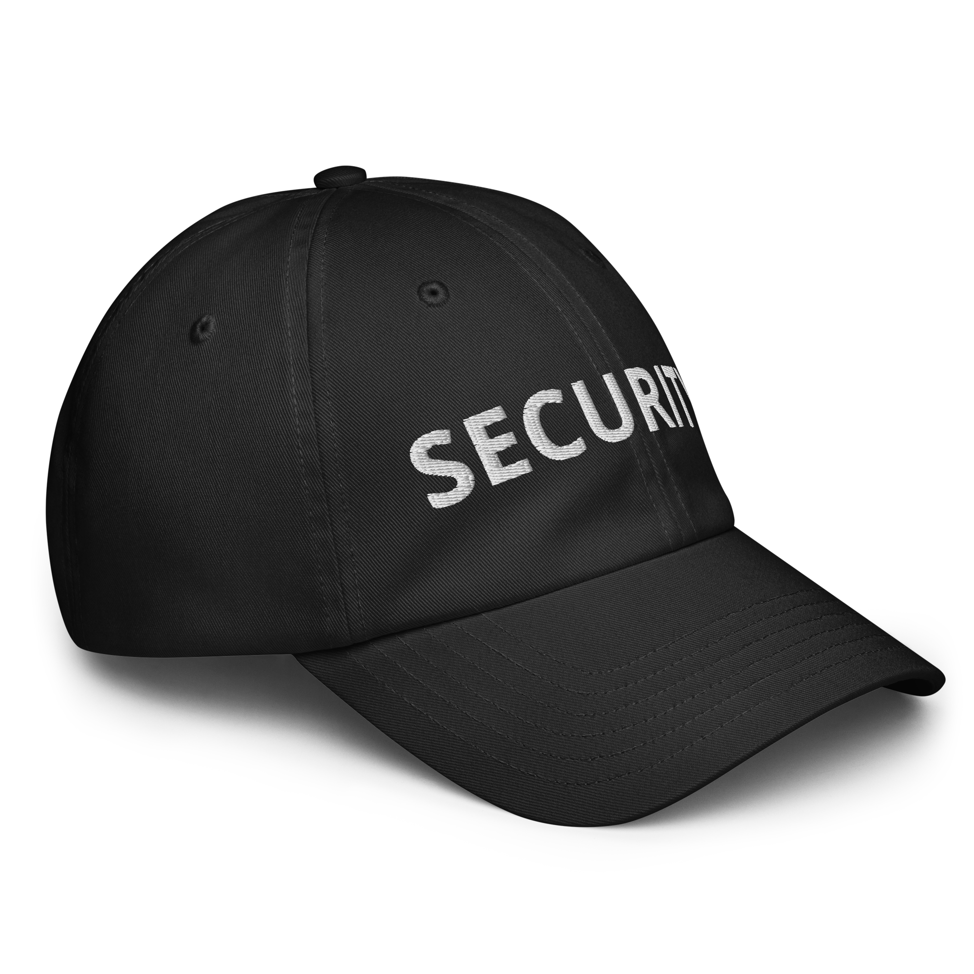 SECURITY hat, Under Armour® dad hat, WHITE Embroidered Lettering