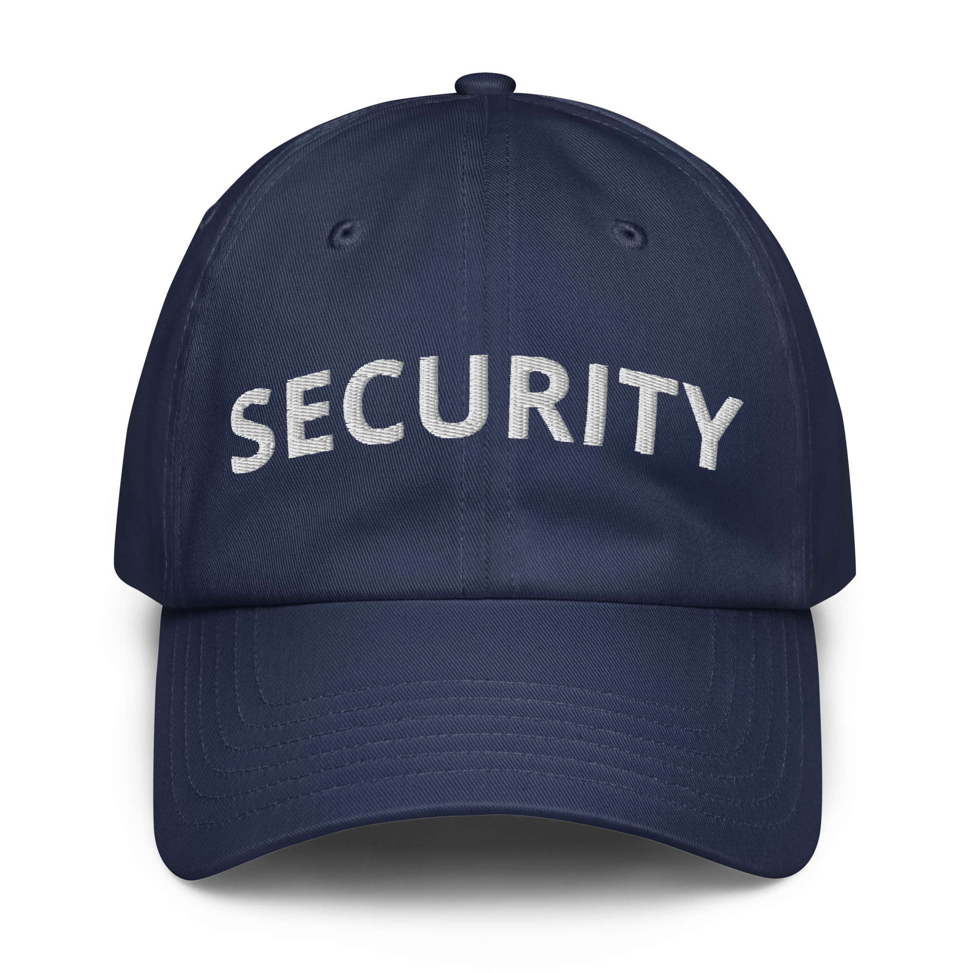 SECURITY hat, Under Armour® dad hat, WHITE Embroidered Lettering