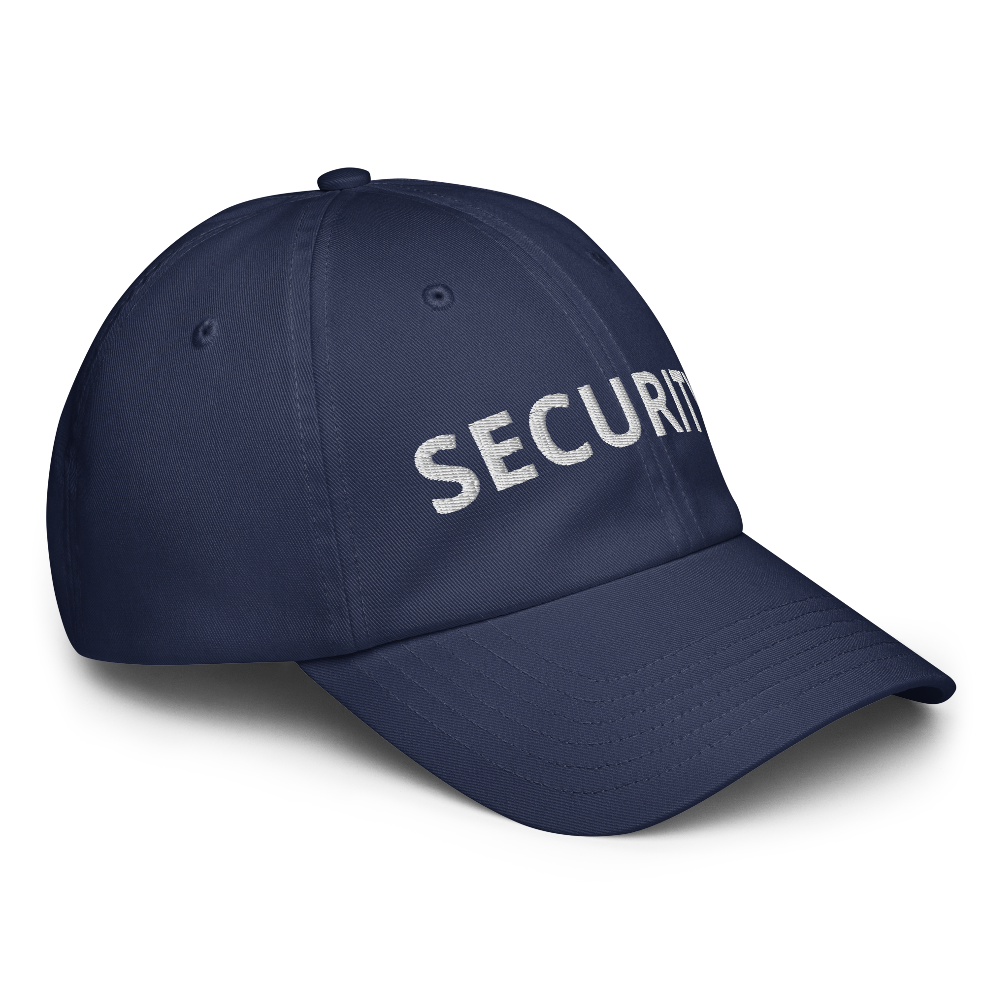 SECURITY hat, Under Armour® dad hat, WHITE Embroidered Lettering
