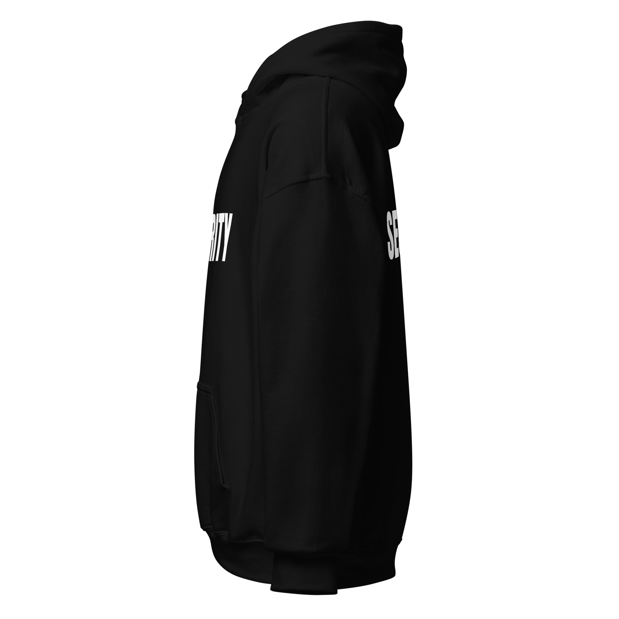 SECURITY Hoodie, Unisex, Relaxed Fit, WHITE Lettering Full Size Front Print. Size S-5XL