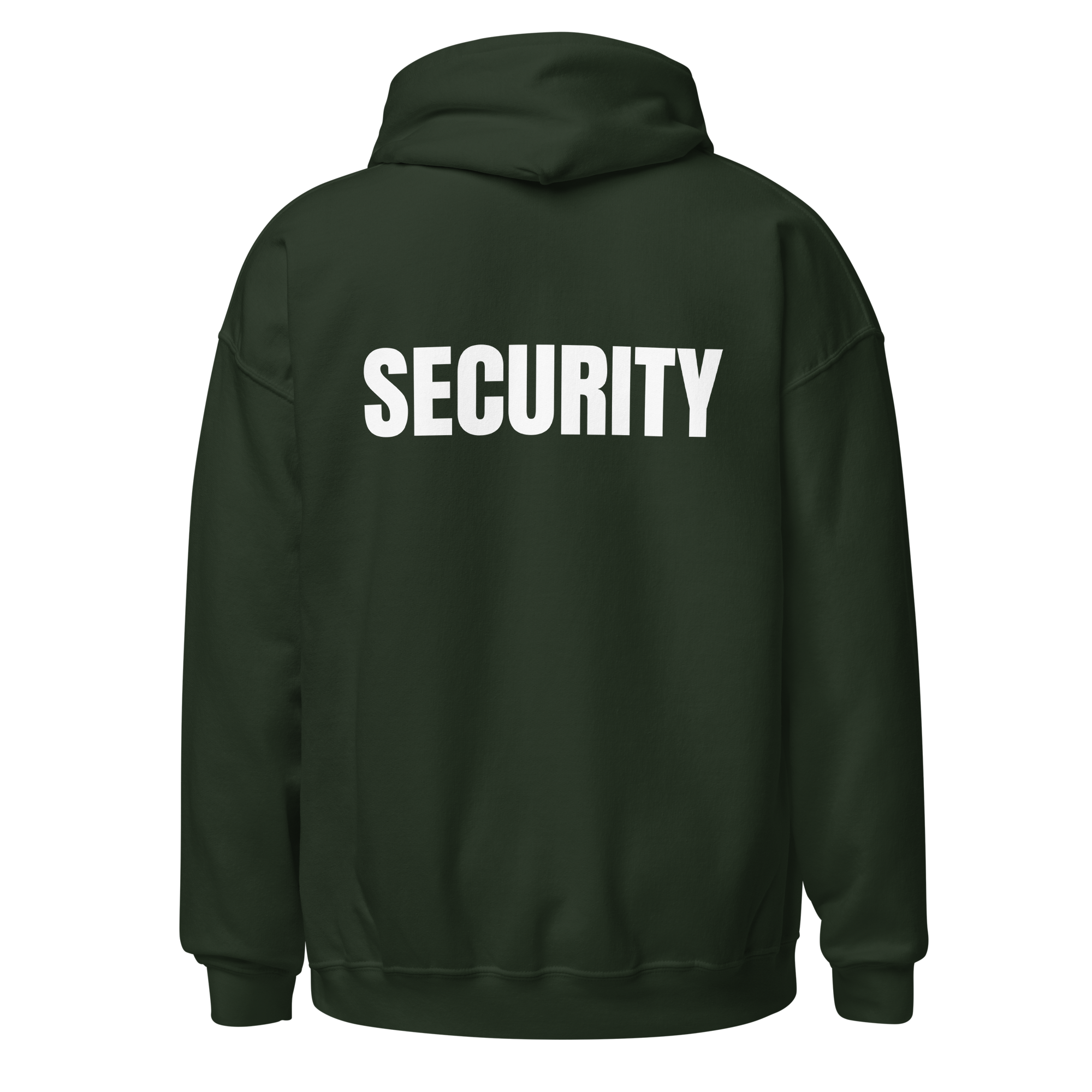 SECURITY Hoodie, Unisex, Relaxed Fit, WHITE Lettering Full Size Front Print. Size S-5XL
