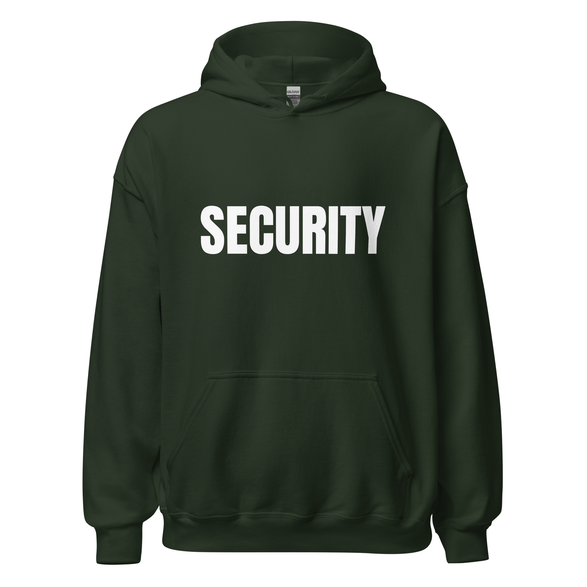 SECURITY Hoodie, Unisex, Relaxed Fit, WHITE Lettering Full Size Front Print. Size S-5XL
