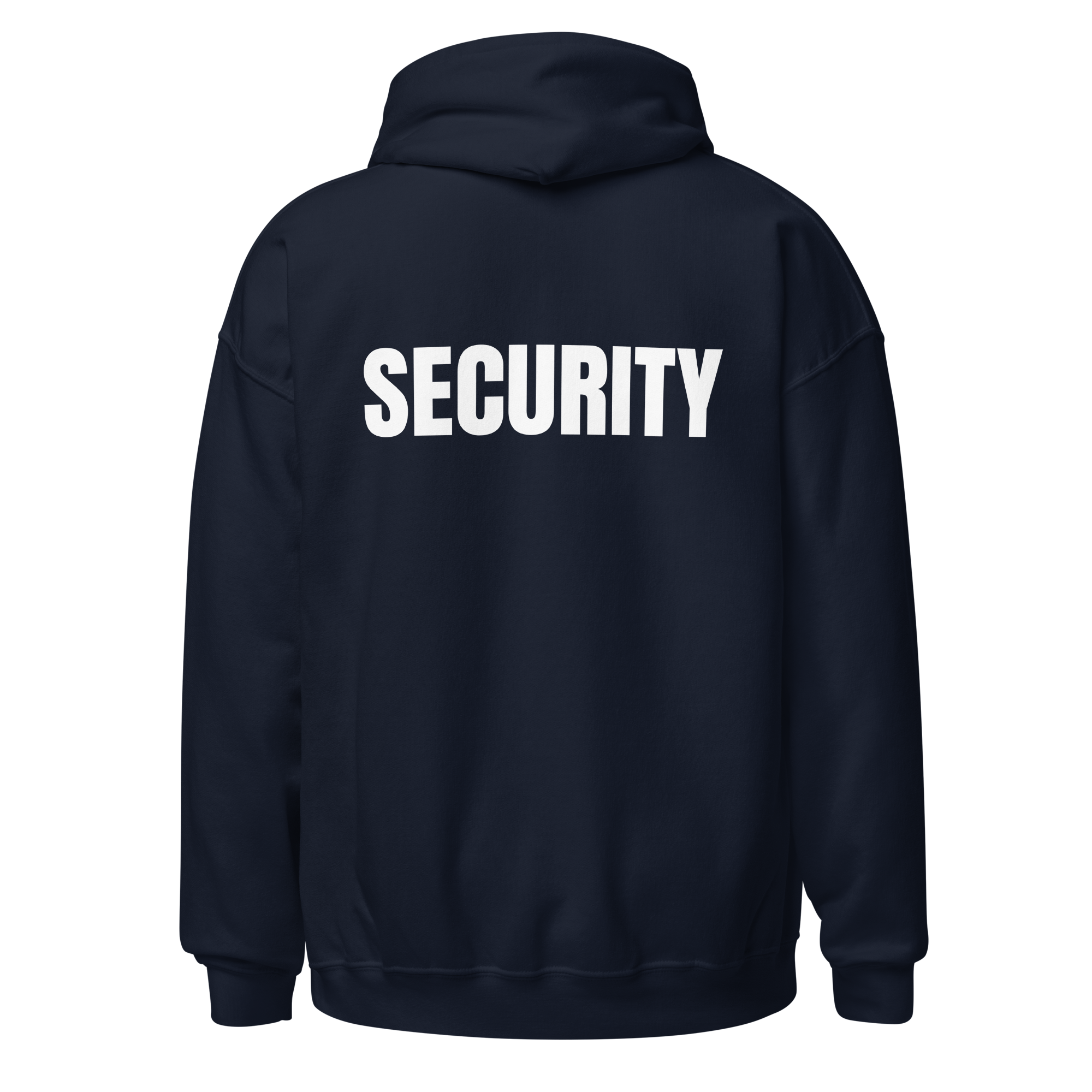 SECURITY Hoodie, Unisex, Relaxed Fit, WHITE Lettering Full Size Front Print. Size S-5XL