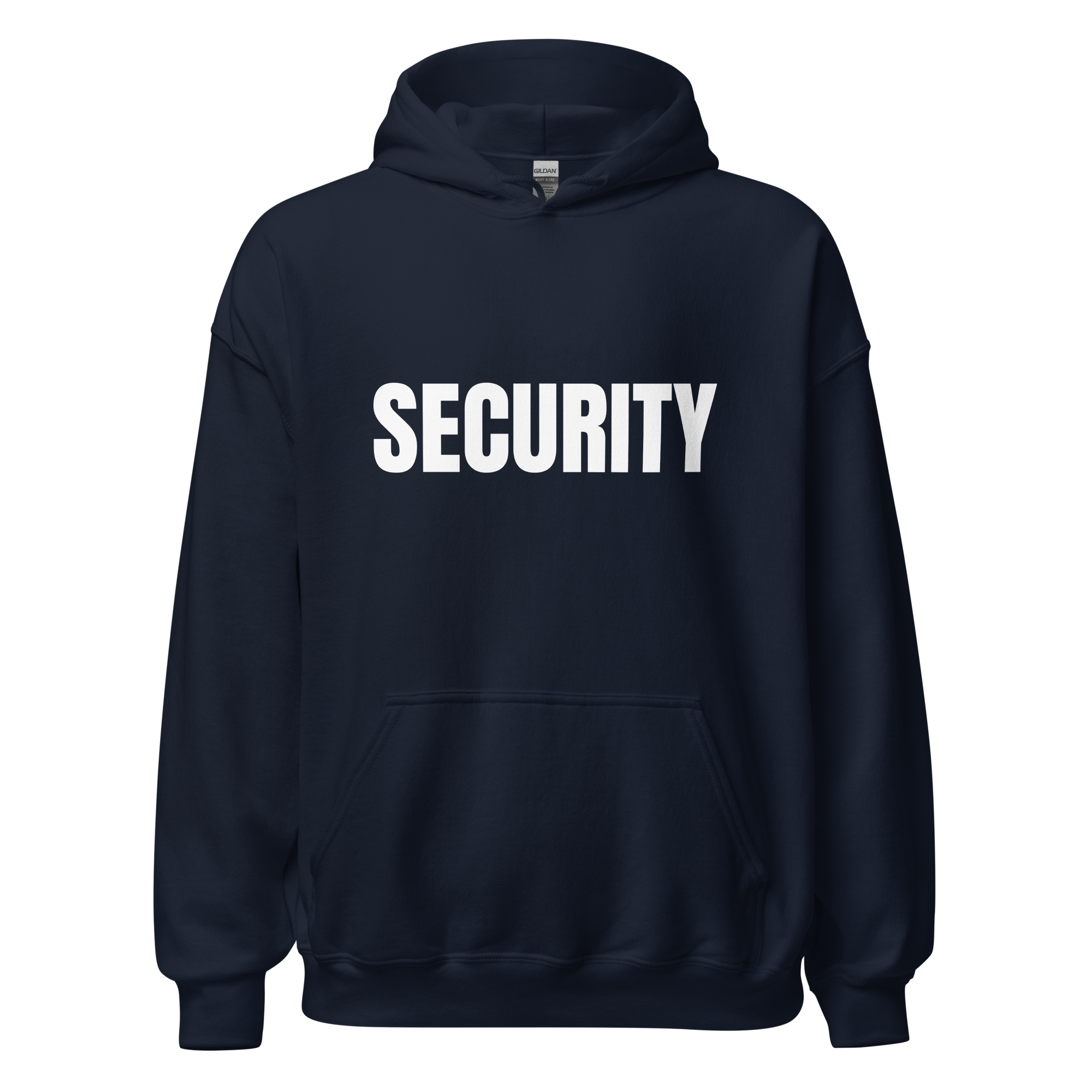 SECURITY Hoodie, Unisex, Relaxed Fit, WHITE Lettering Full Size Front Print. Size S-5XL
