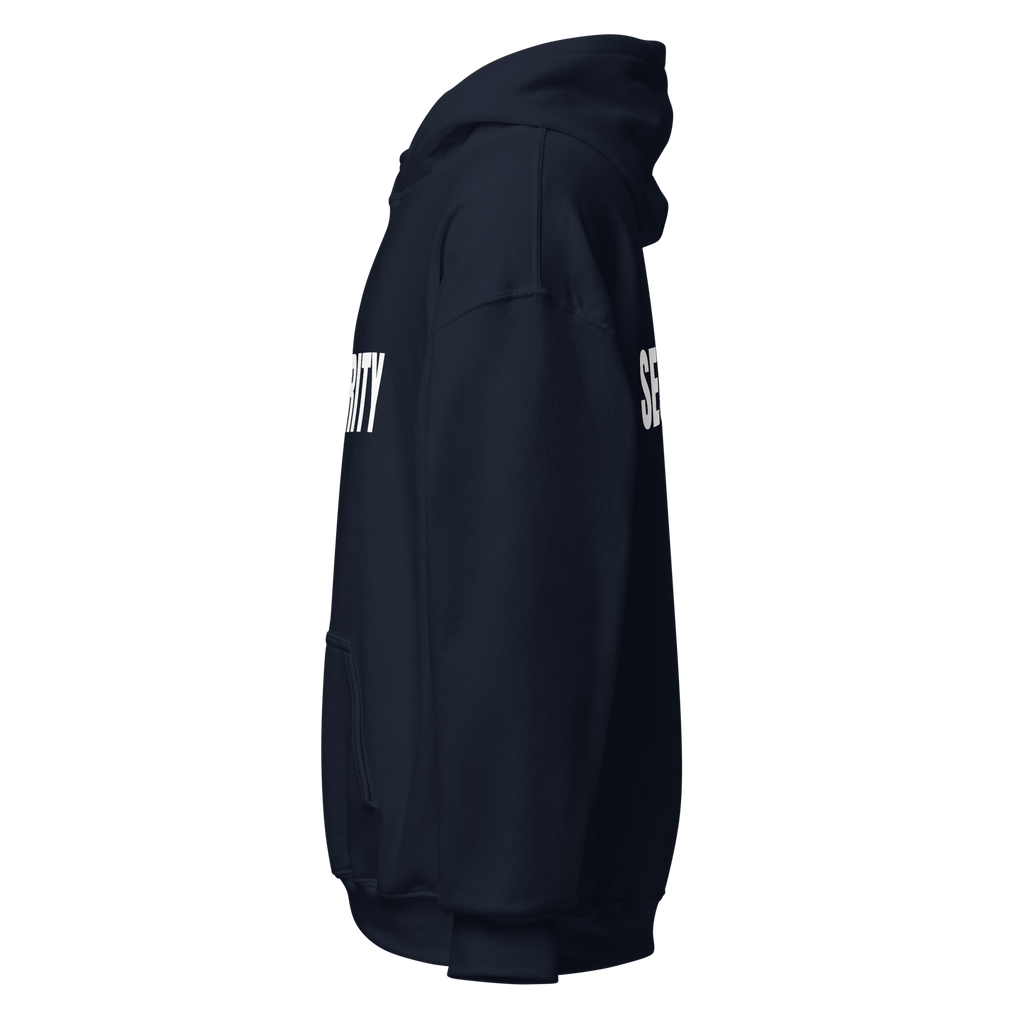 SECURITY Hoodie, Unisex, Relaxed Fit, WHITE Lettering Full Size Front Print. Size S-5XL