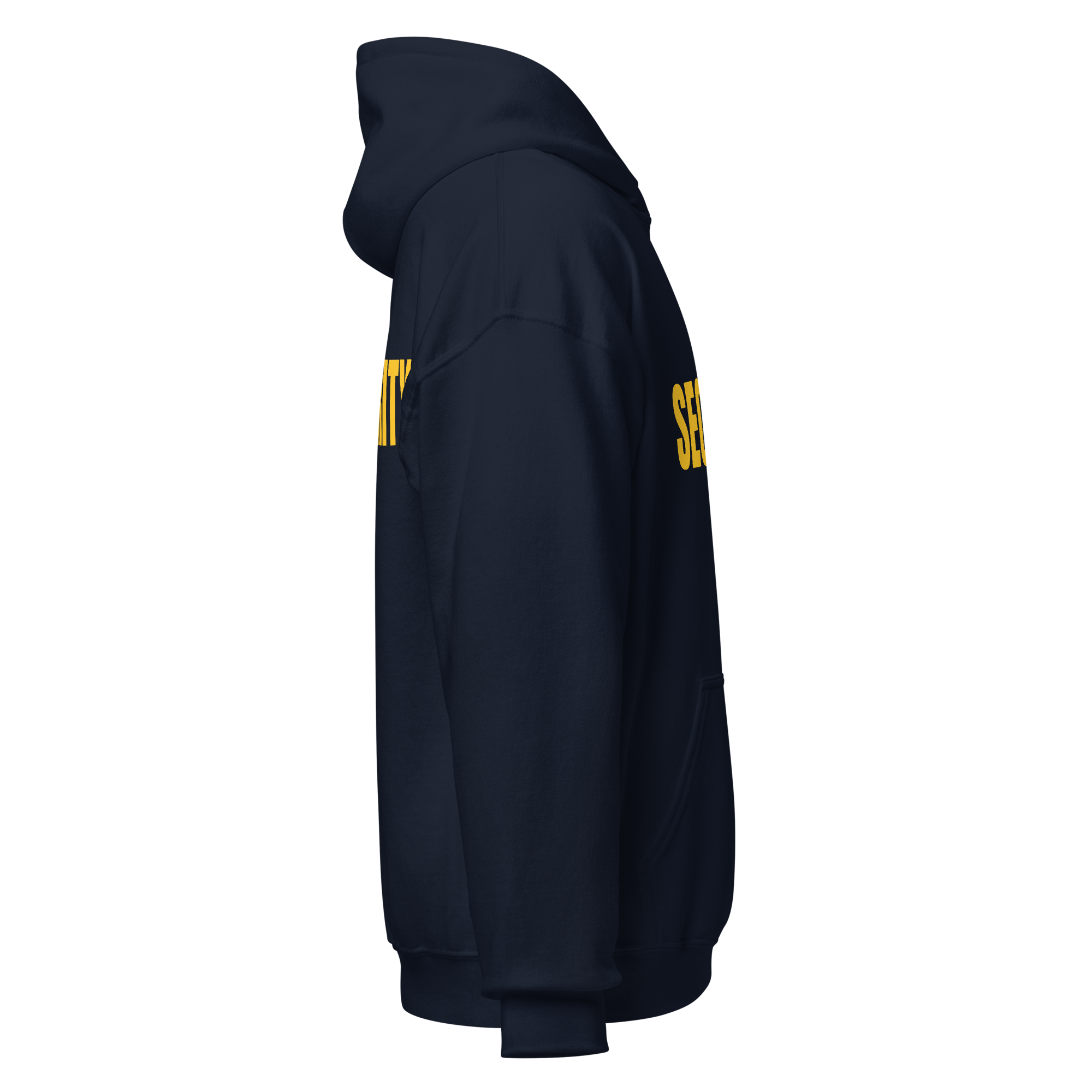 SECURITY Hoodie, Unisex, Relaxed Fit, Yellow Lettering Full Size Front Print, Size Small-5XL
